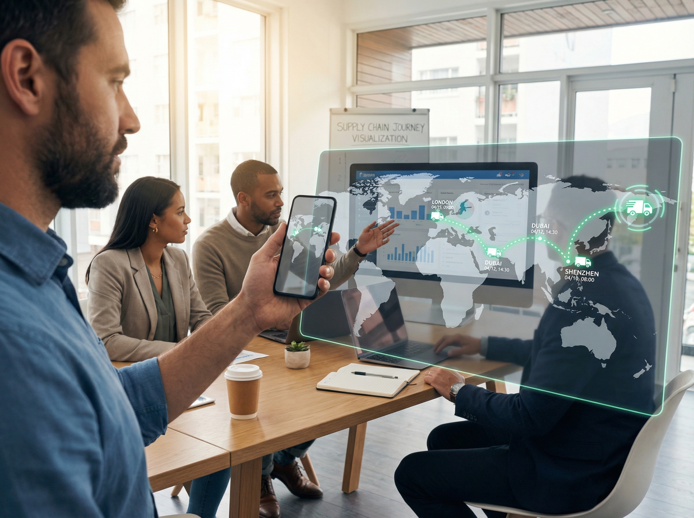 Real-time package tracking with supply chain journey visualization