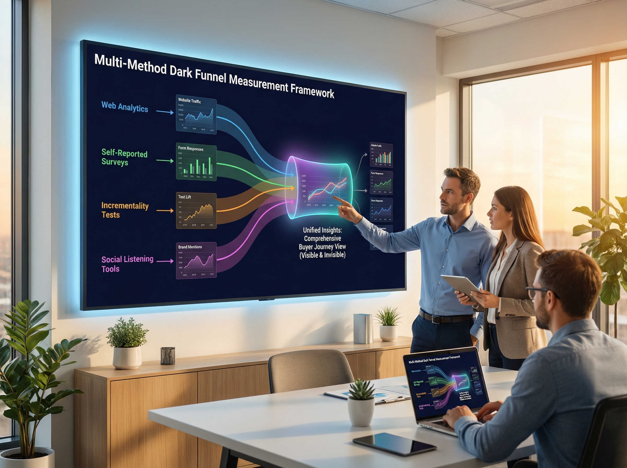 Multi-method dark funnel measurement framework dashboard