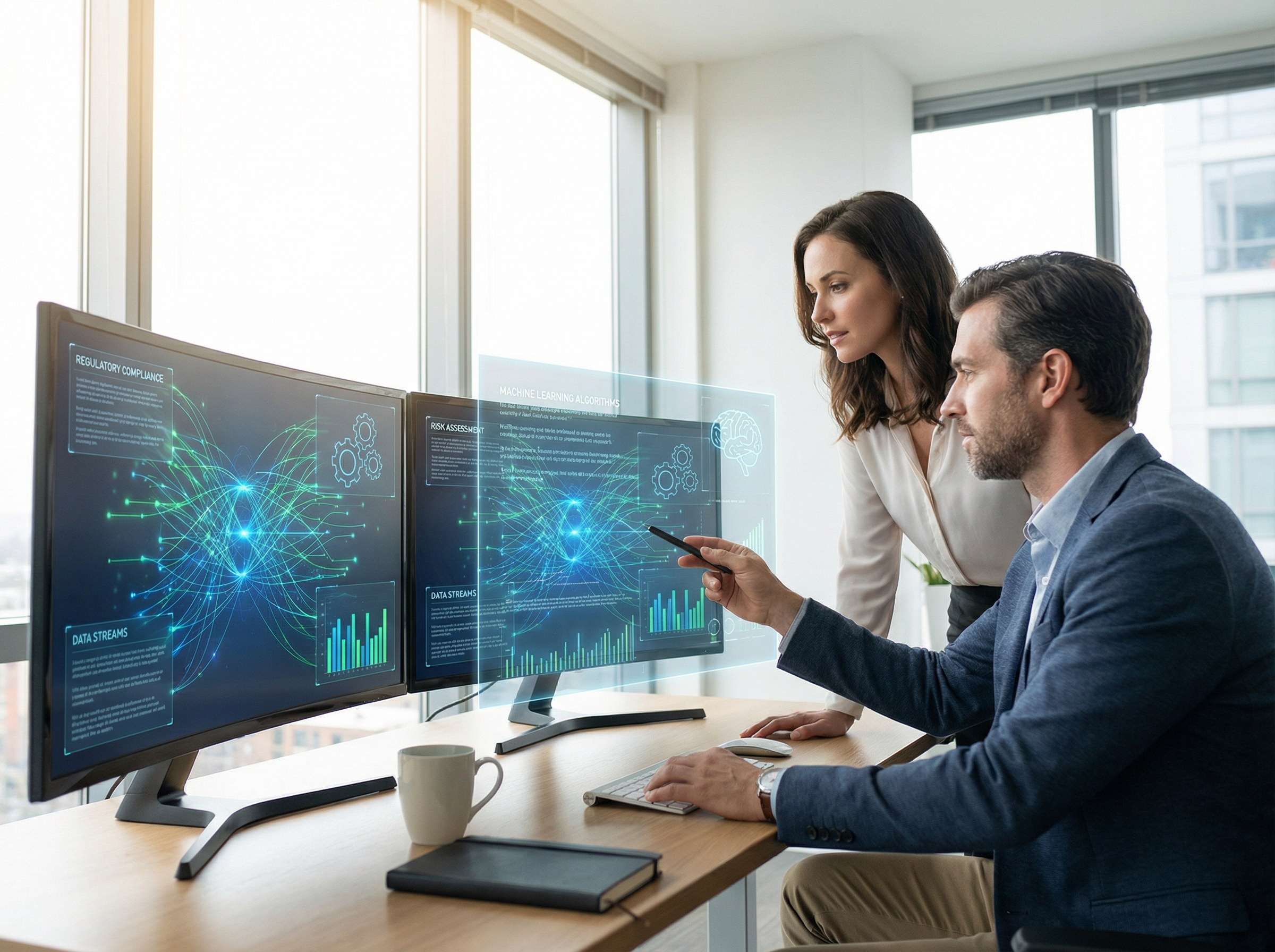 AI technology analyzing compliance data and regulatory requirements