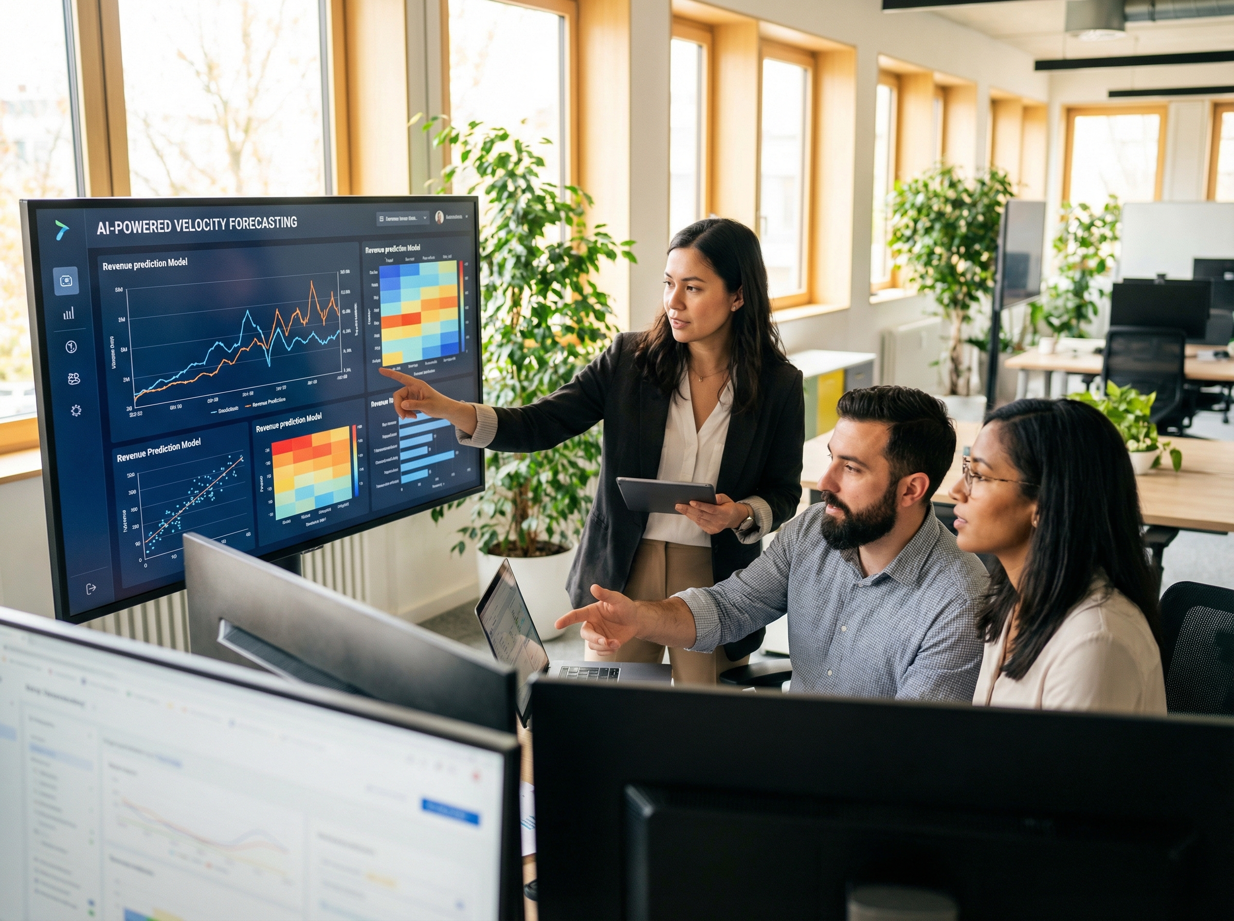 Marketing team using predictive analytics for velocity forecasting