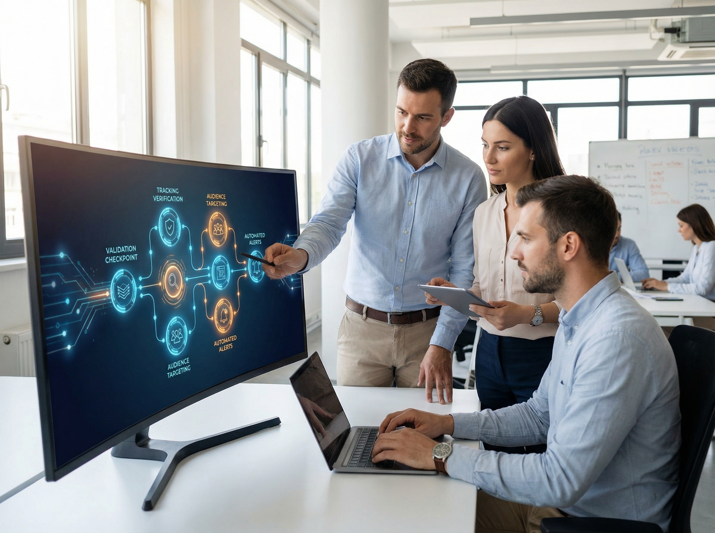 Automated marketing QA validation workflow diagram