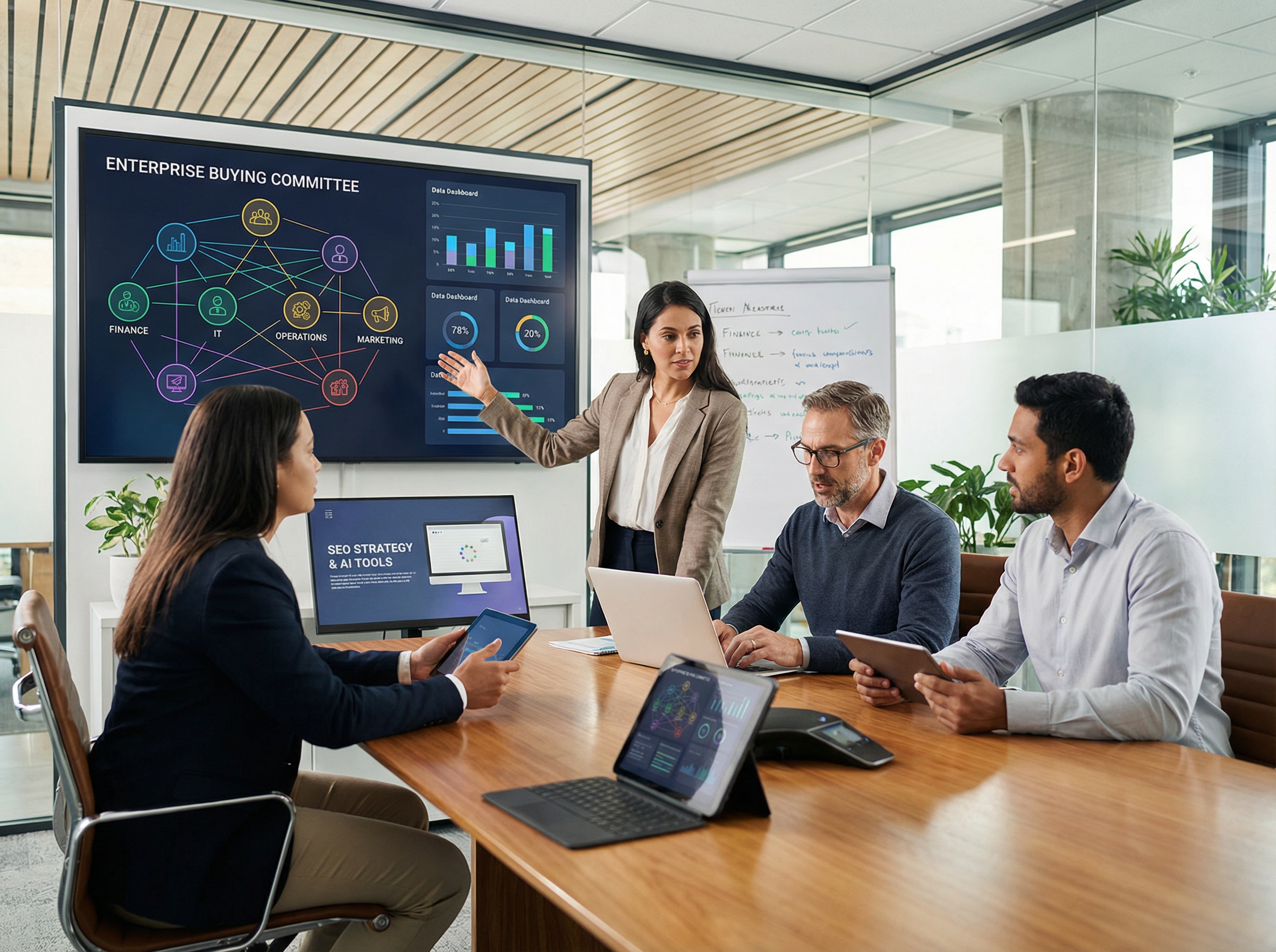 Enterprise buying committee with multiple stakeholders in decision-making process