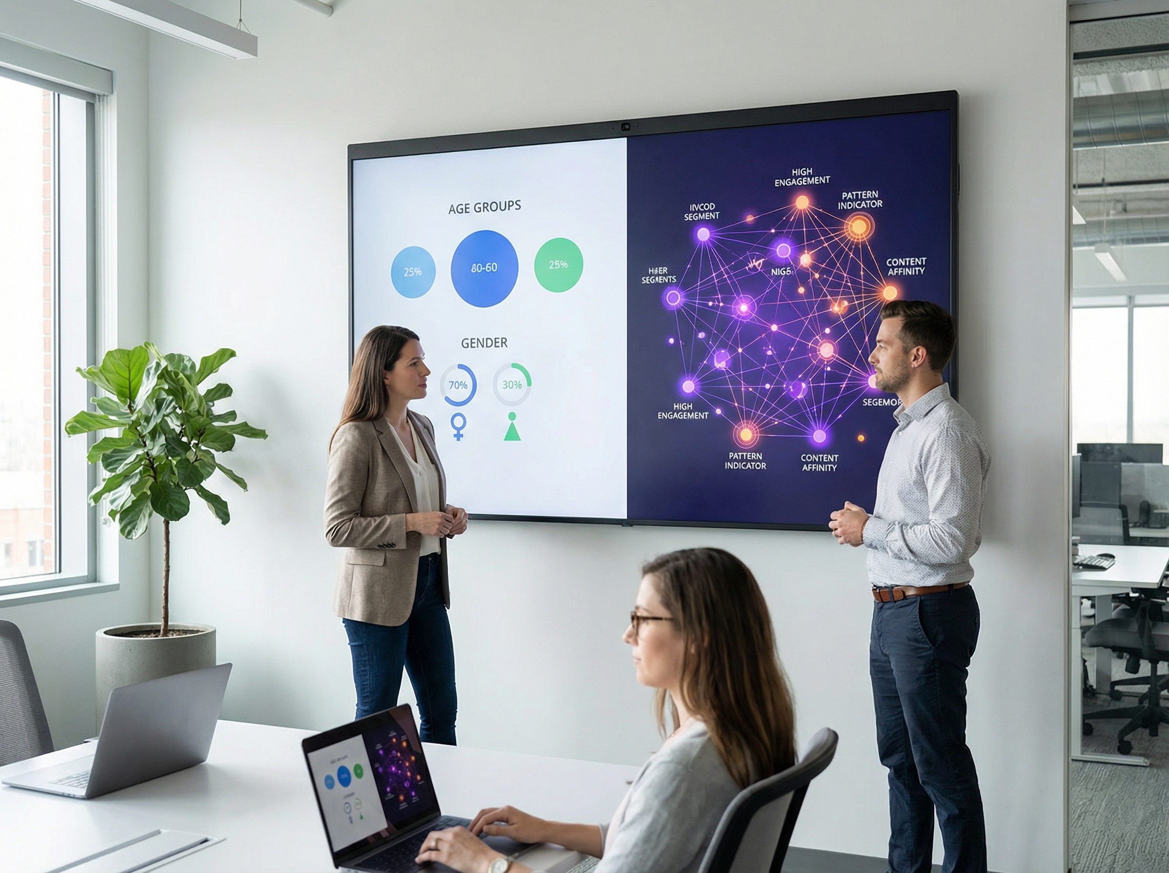 Comparison of traditional demographic segmentation versus AI-powered behavioral clustering