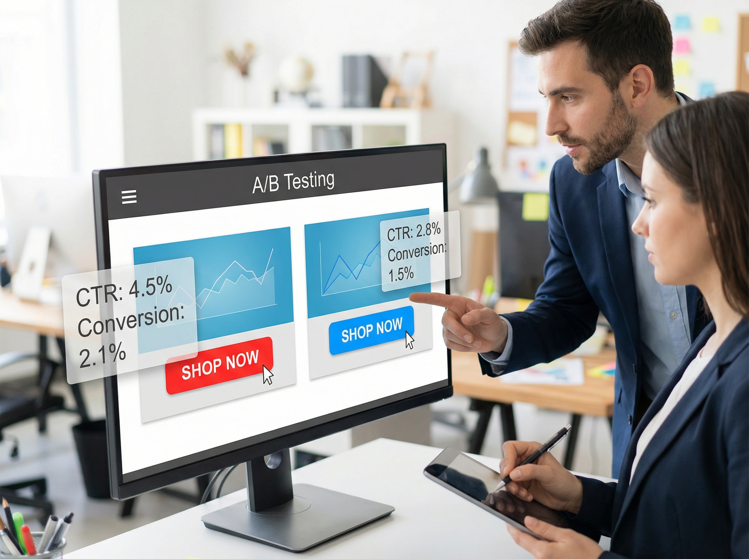 A/B testing color variations for digital advertising performance