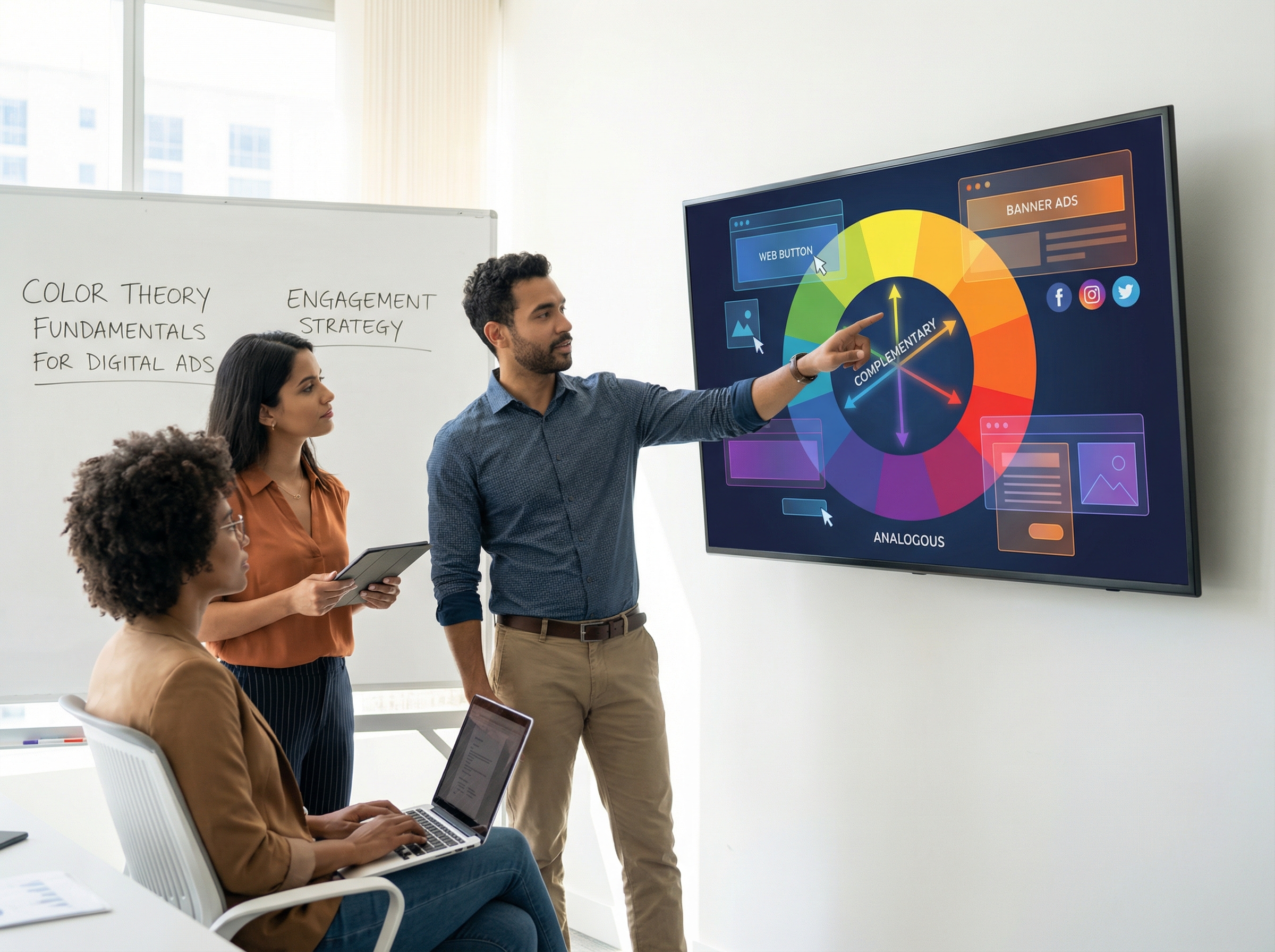 Color theory fundamentals diagram for digital advertising