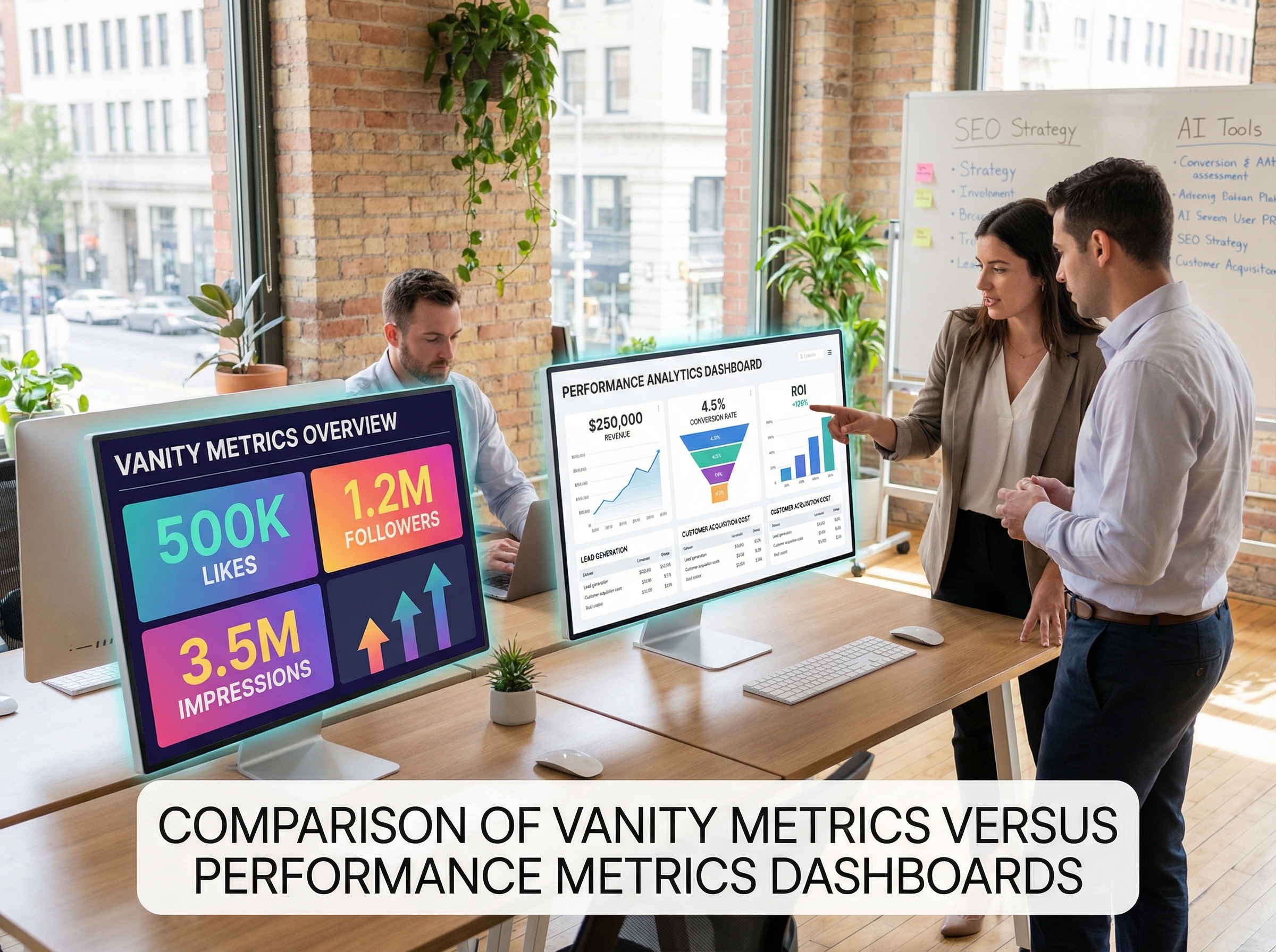 Comparison of vanity metrics versus performance metrics dashboards