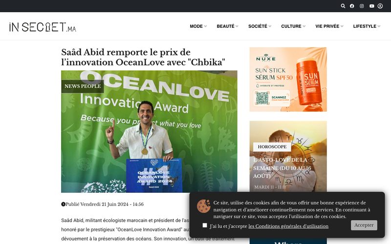 Saad Abid remporte le prix de l'innovation OceanLove avec Chbika