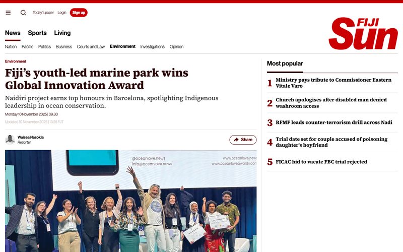 Fiji's youth-led marine park wins Global Innovation Award
