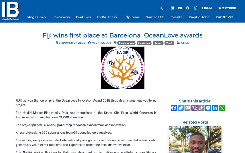 Fiji wins first place at Barcelona OceanLove awards