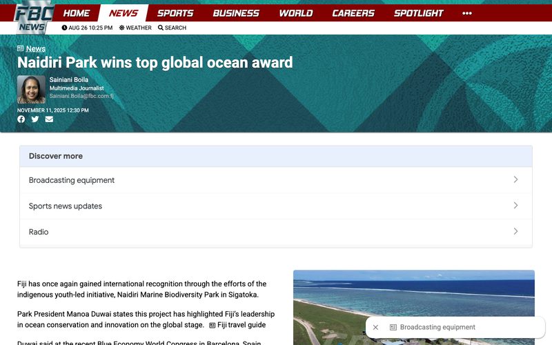 Naidiri Park wins top global ocean award - FBC News