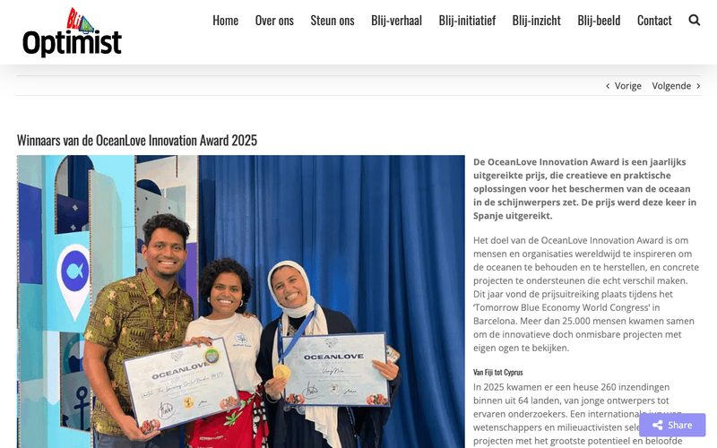 Winnaars van de OceanLove Innovation Award 2025