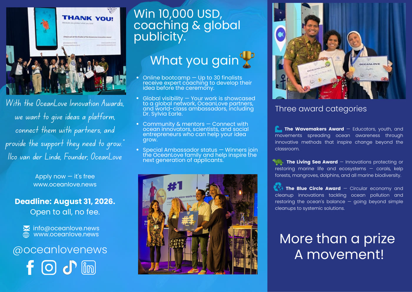 Three award categories