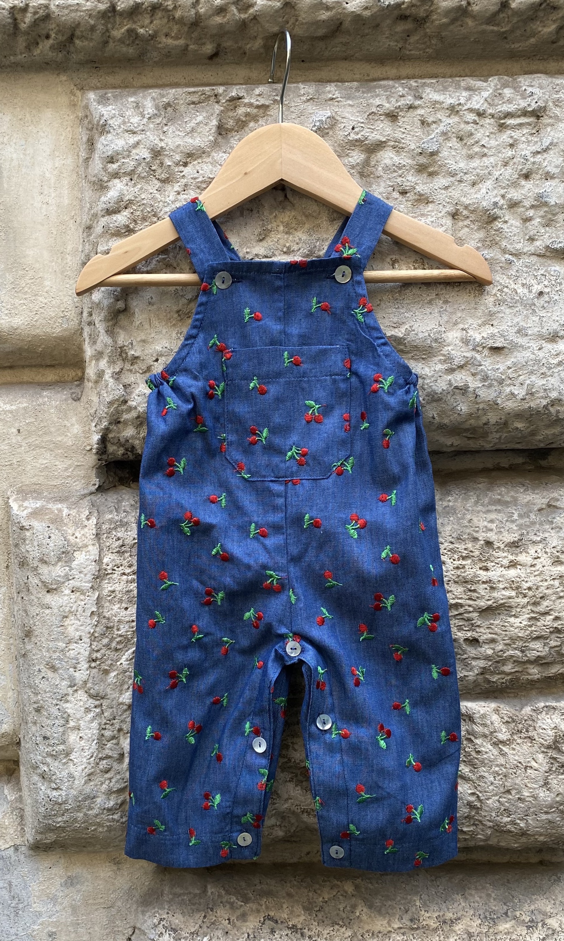 SALOPETTE | Cotton Embroidered Baby Jumpsuit