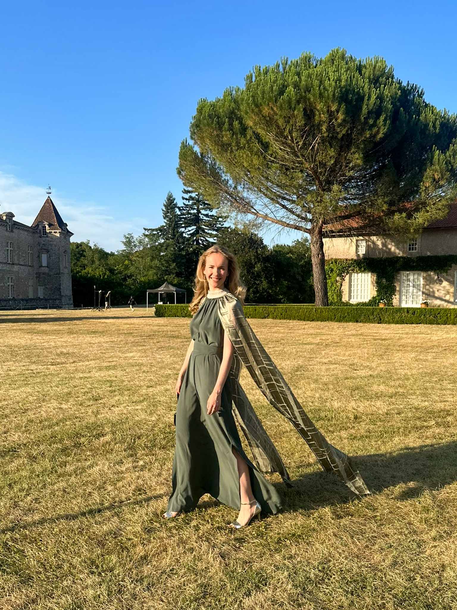 MINERVA | Sage Silk Cape-Dress