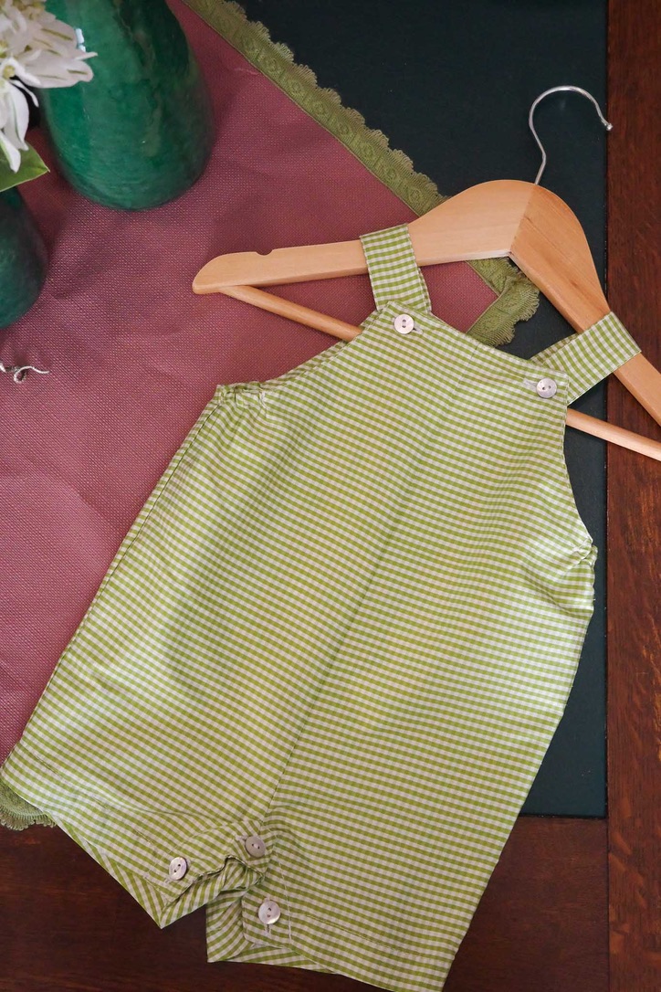 SALOPETTE Gingham Mikado Silk Kids Jumpsuit