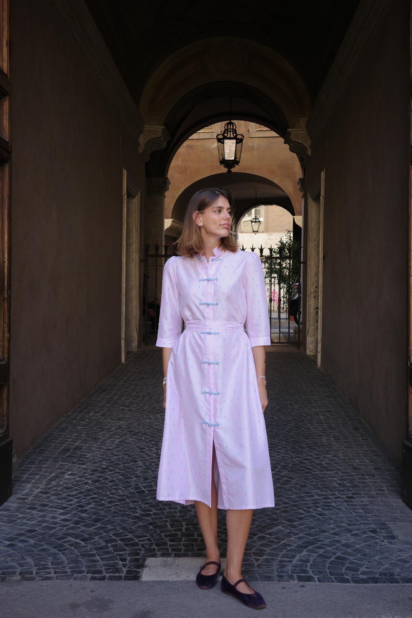FILIPPA | Pink Striped Cotton Dress
