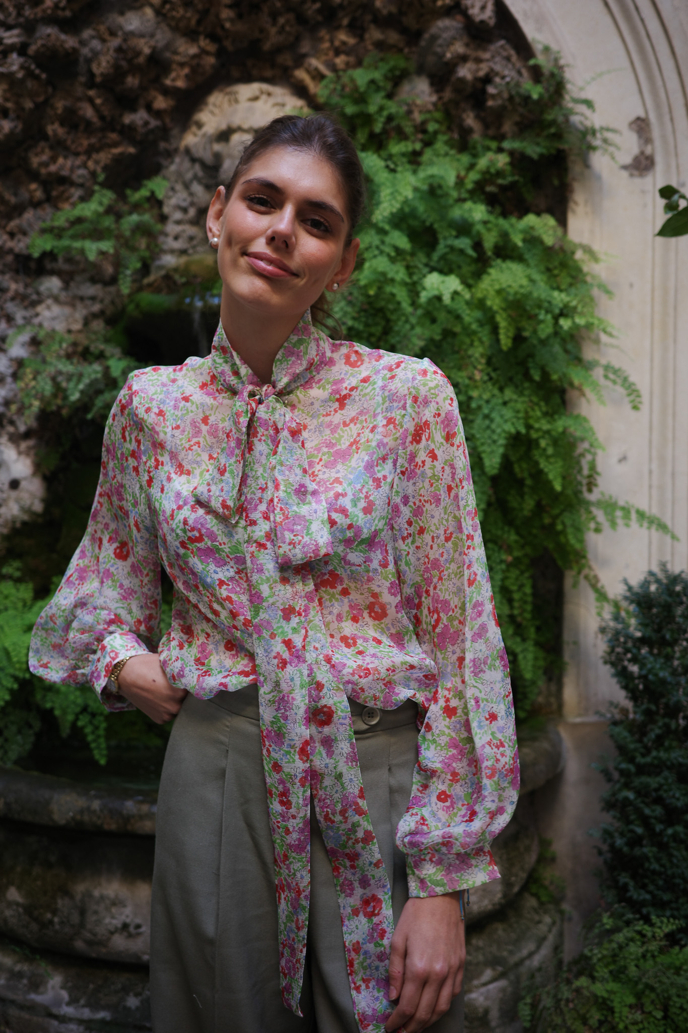 GAIA | Silk Print Blouse with Tie-Detail