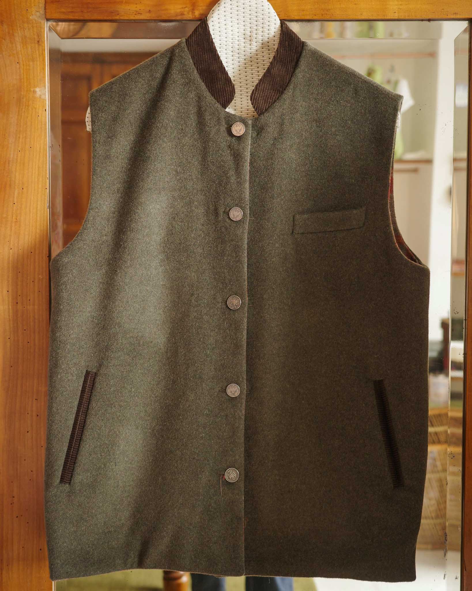 OTTAVIANO | Double Face Wool Vest with Velvet Details
