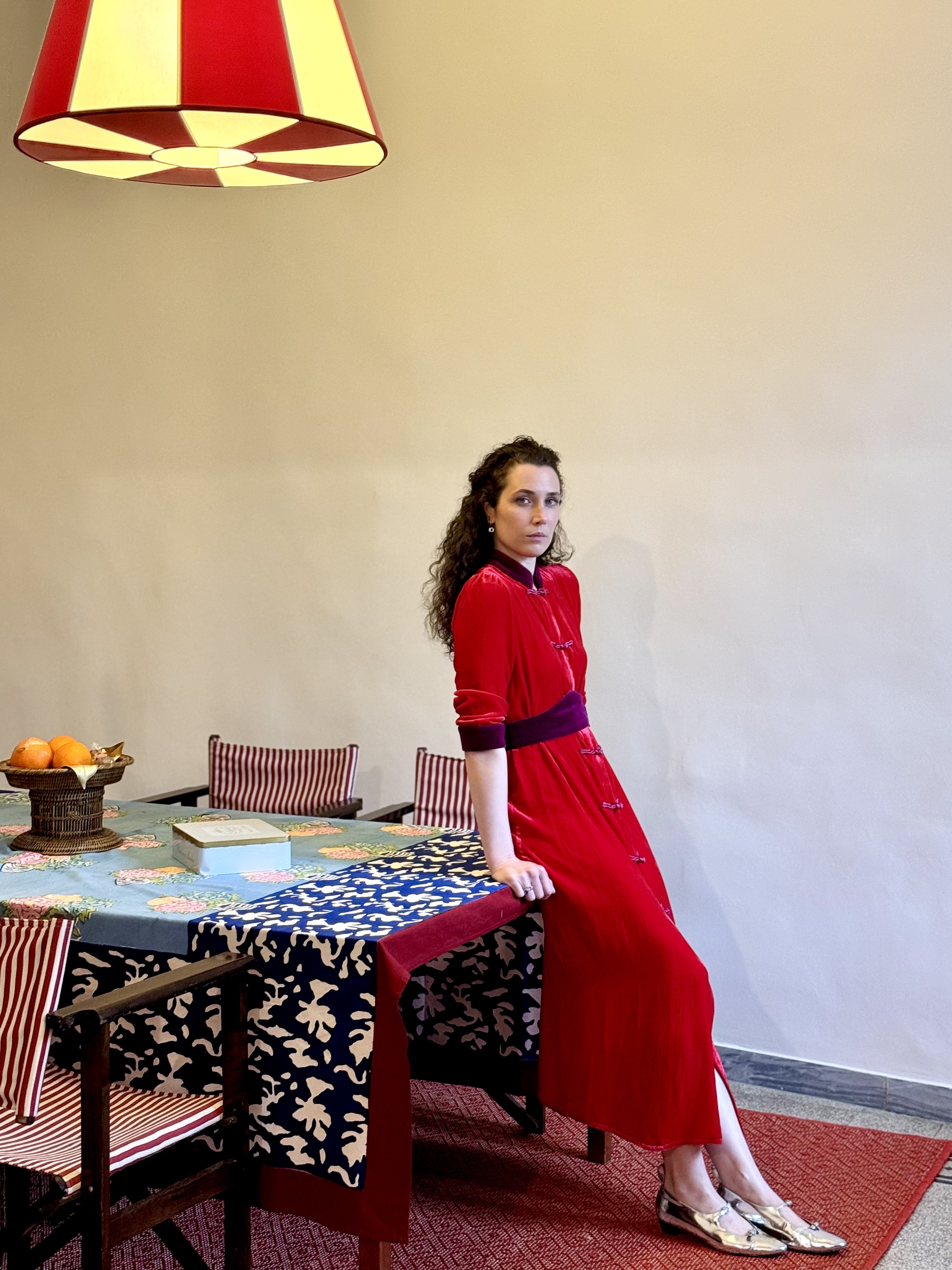 FILIPPA | Red Silk Velvet Dress