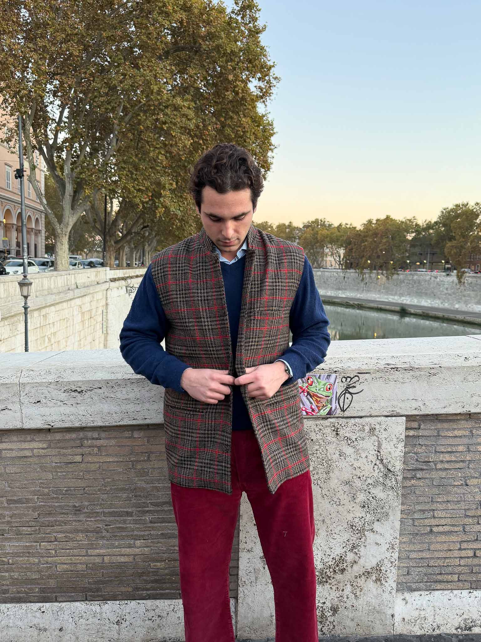 OTTAVIANO | Brown & Red Checkered English Wool