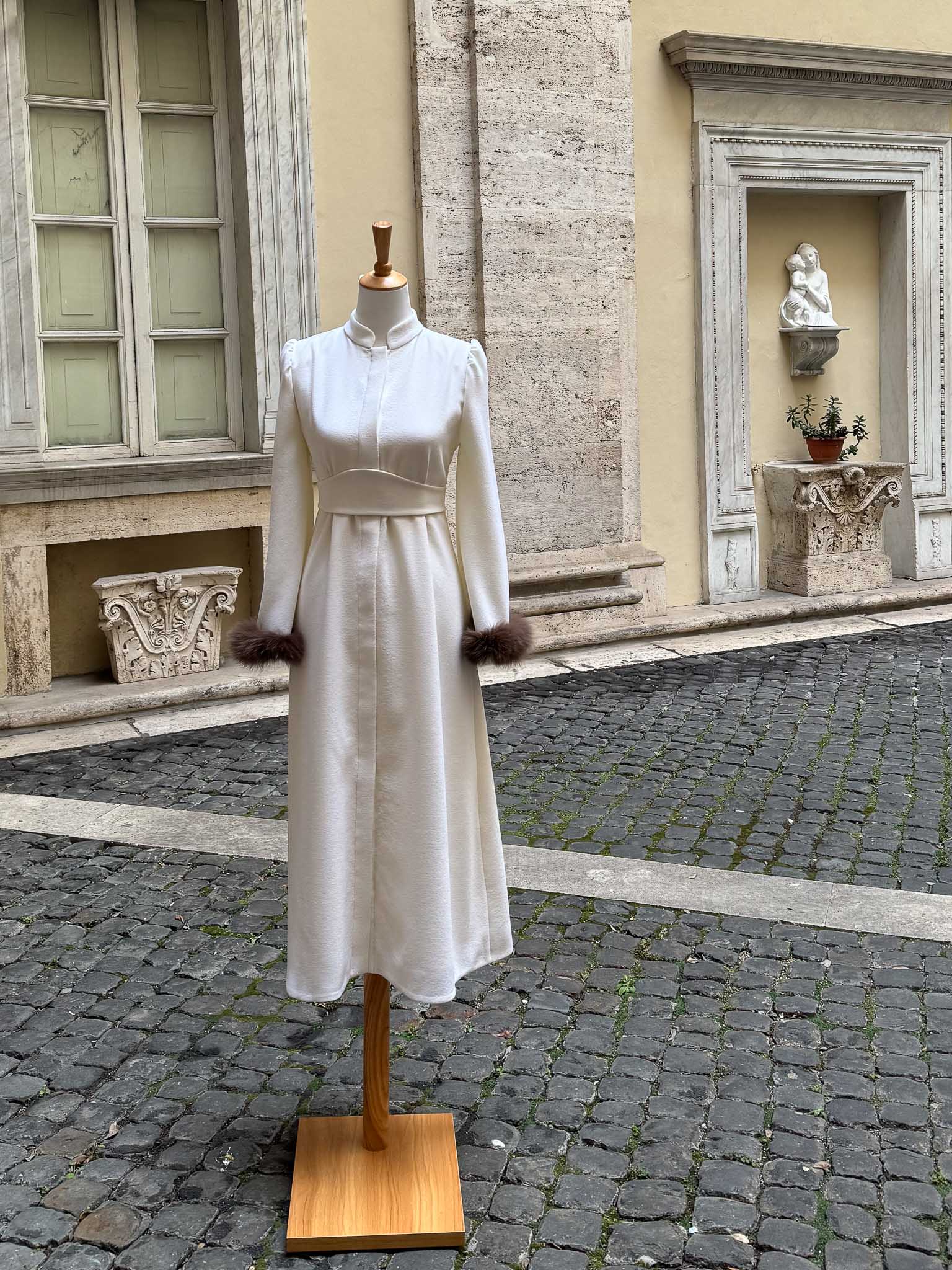 FILIPPA | White Charmelaine Dress with Fur