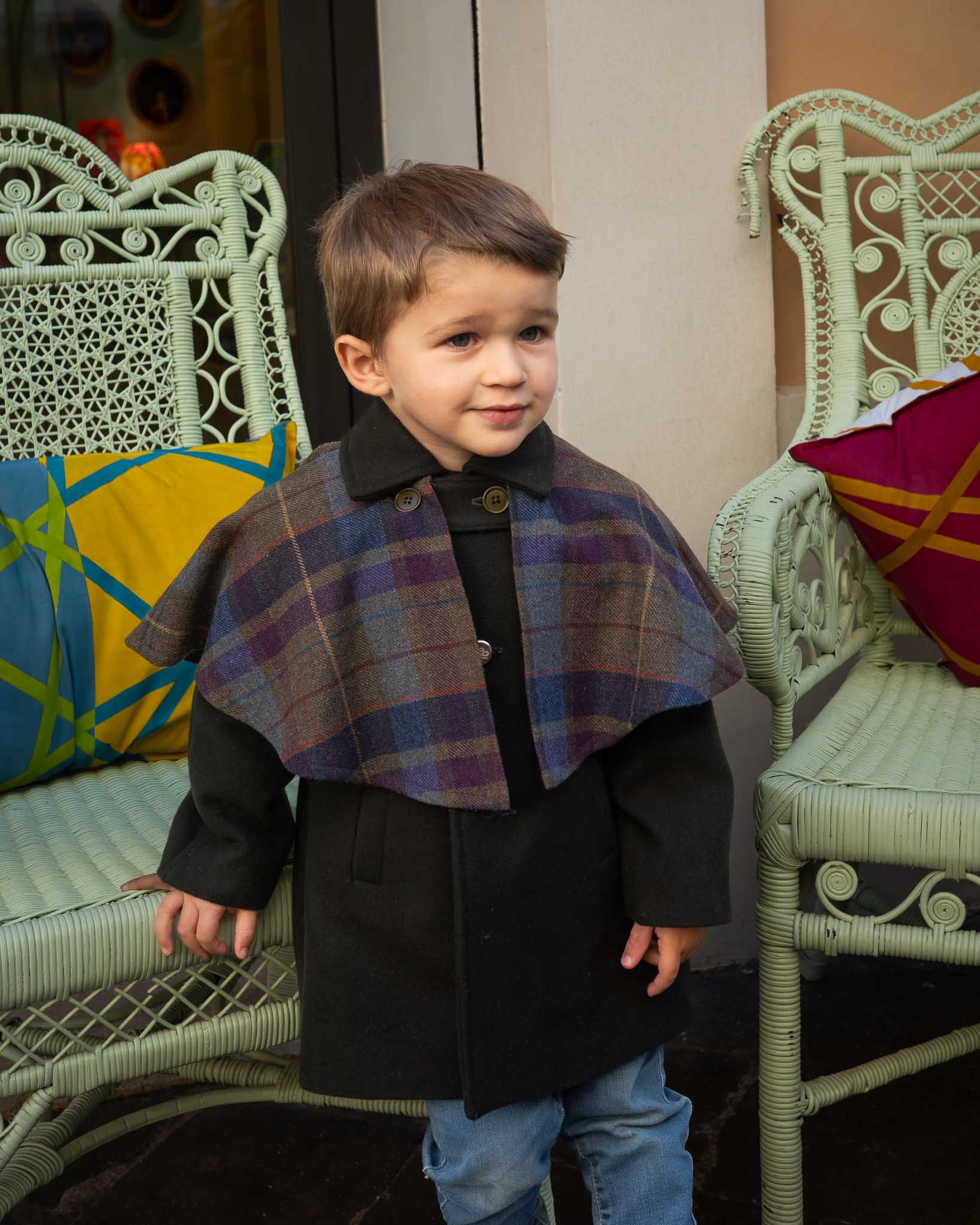 THEO | Kids Wool Coat with Cape Detail