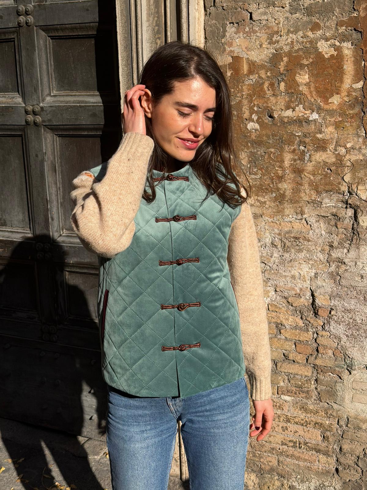 OTTAVIANO | Puffer Vest with Velvet Details