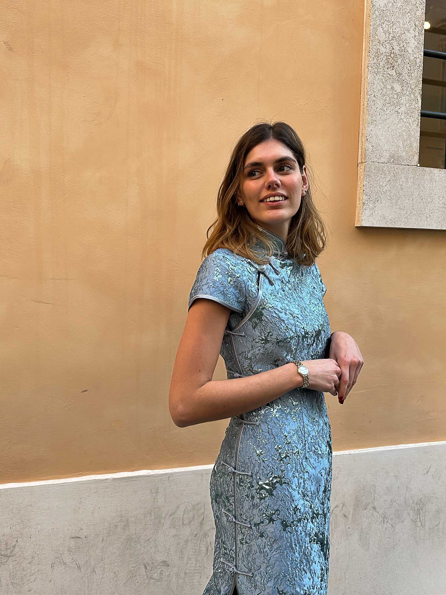 ORIENT EXPRESS | Ice Blue Jacquard Dress