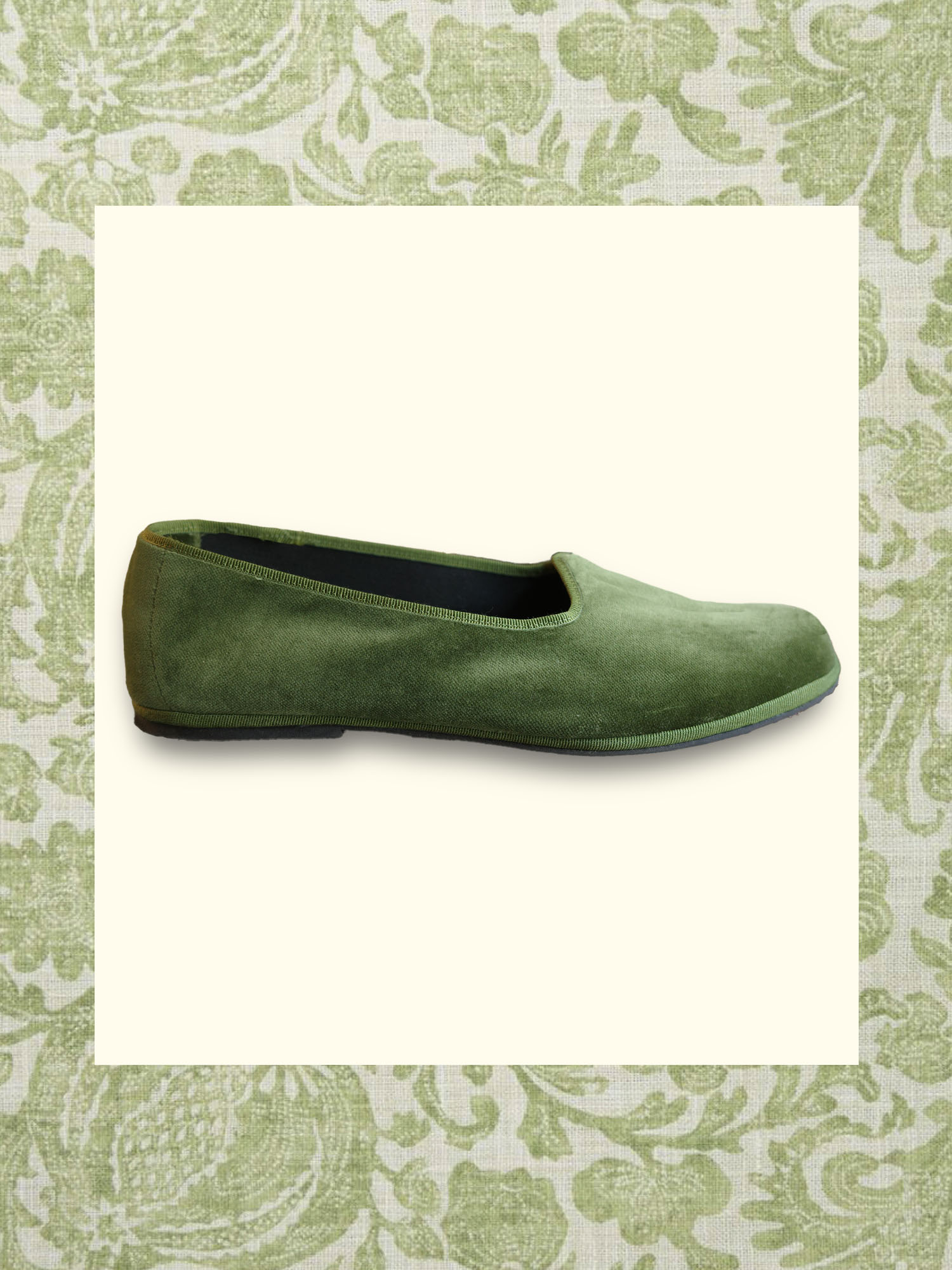 PIA MEN | Olive Green Velvet Slippers