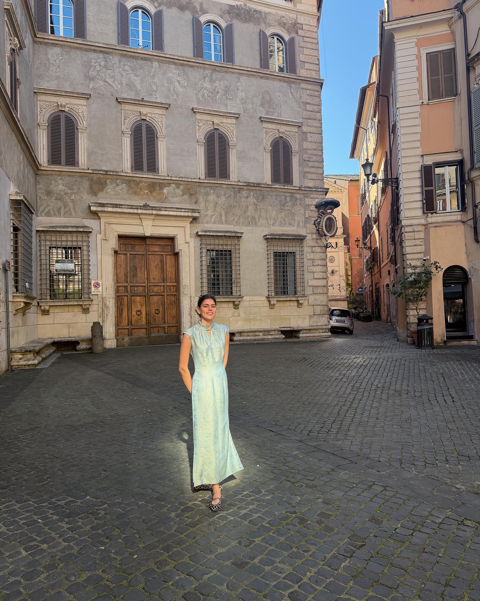 GIADA | Long Silk Dress with Twist Collar