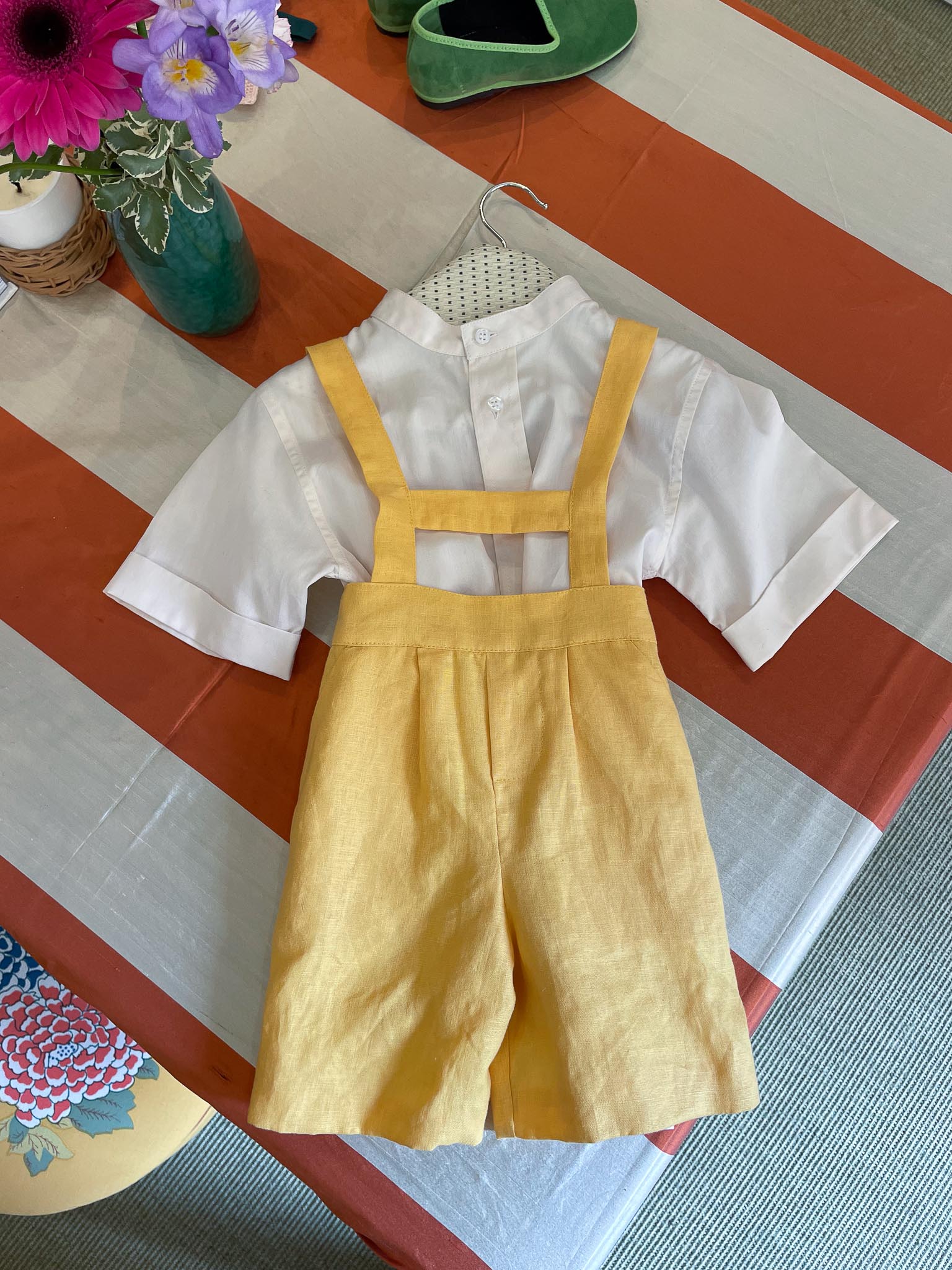 CERIMONIA | Paggetti Linen Trousers with Suspenders