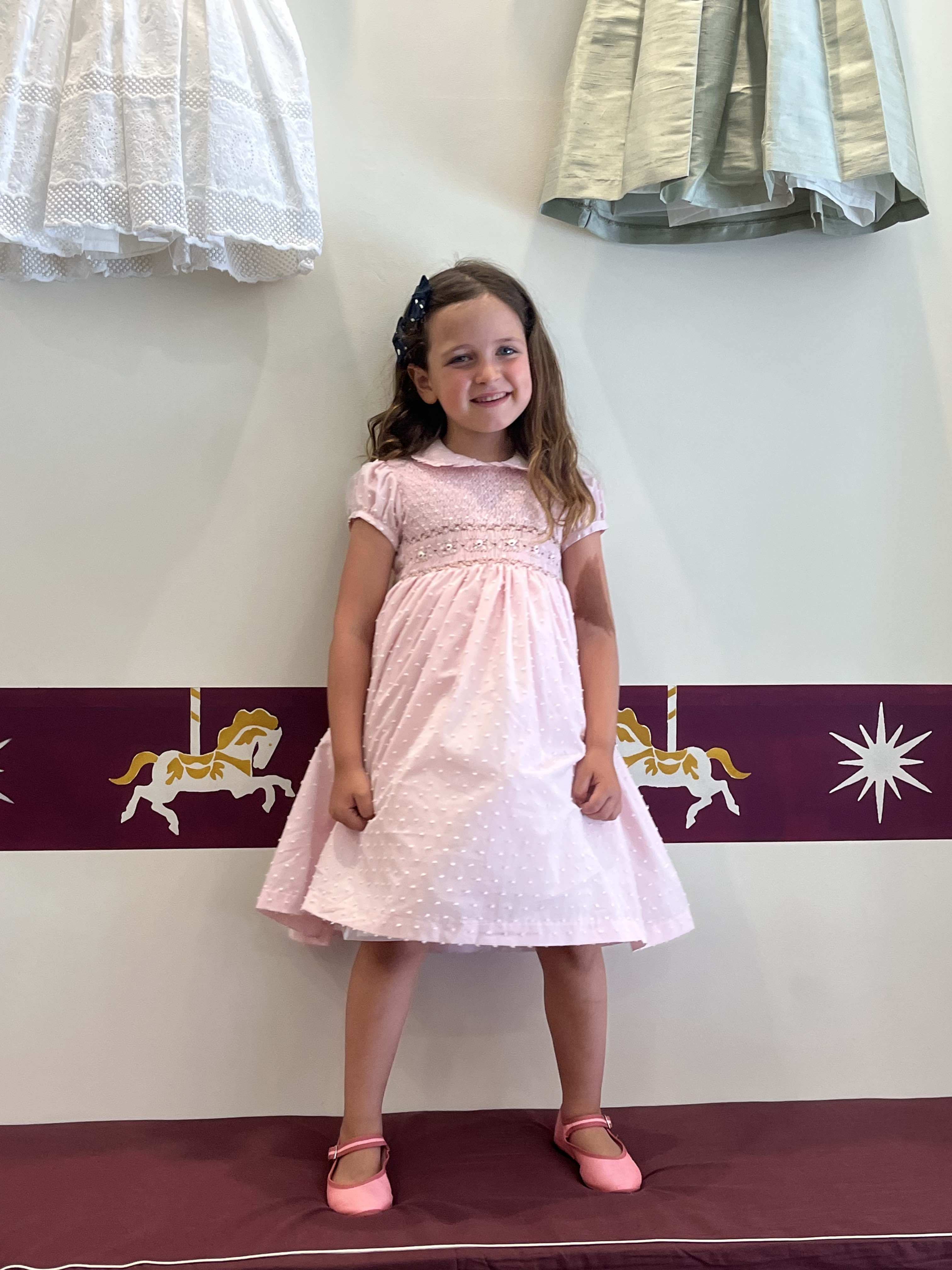 CERIMONIA | Plumetis Pink Dress with Punto Smock