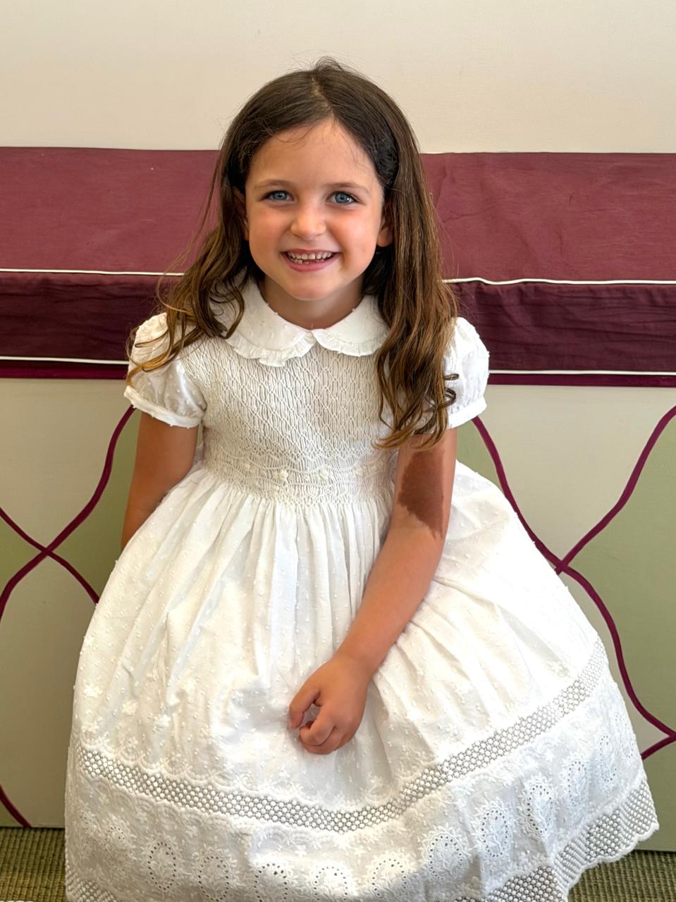 CERIMONIA | Plumetis White Dress with Punto Smock