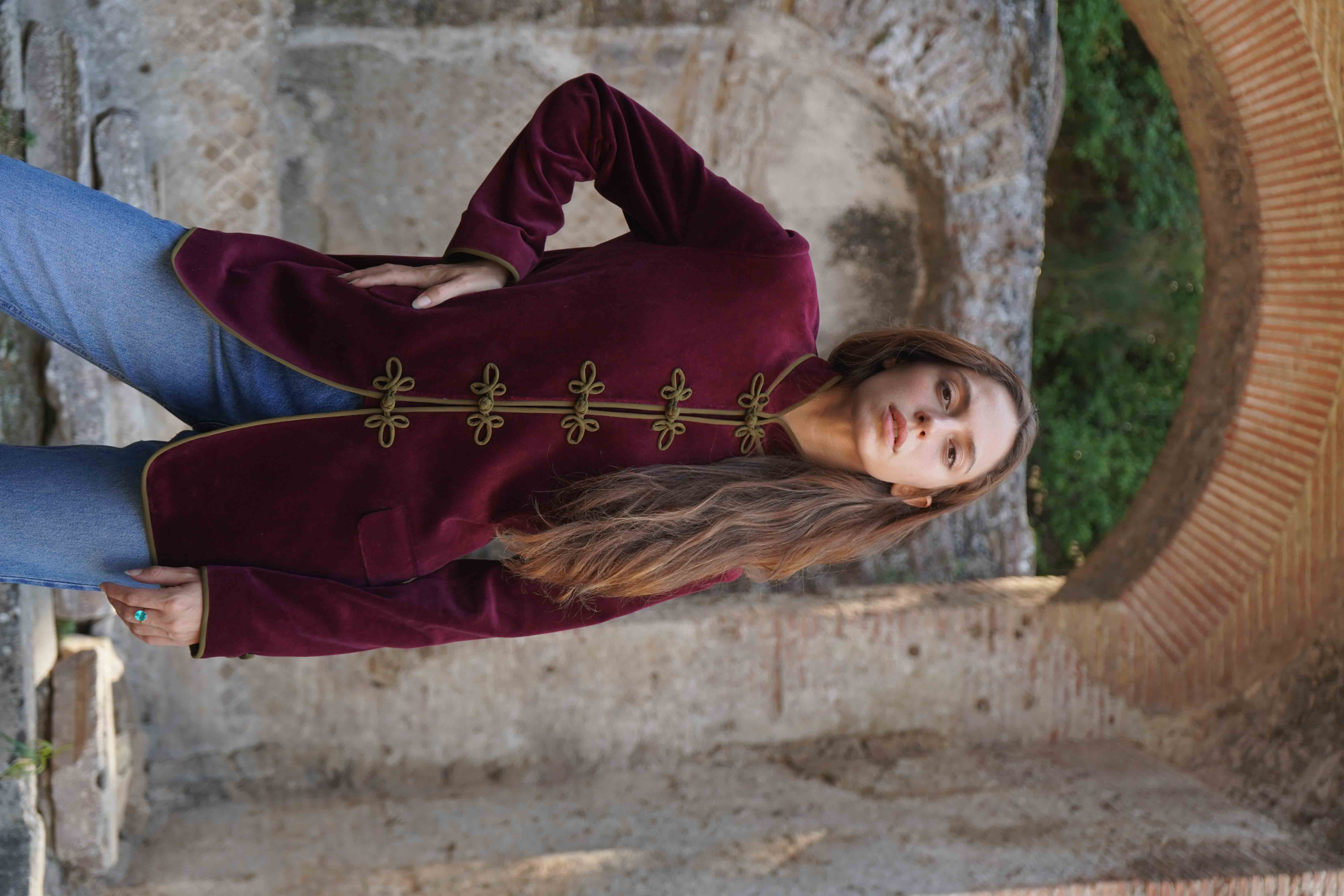 RUFINA | Velvet Jacket with Handmade Frog Buttons
