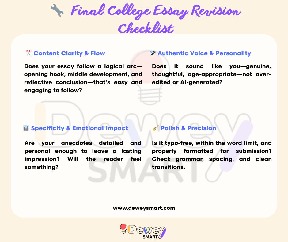 Final College Essay Revision Checklist