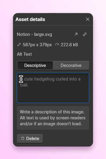 Descriptive alt tag in webflow