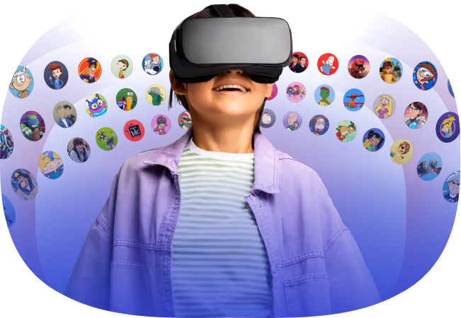 Photo of girl wearing Luminopia VR headset
