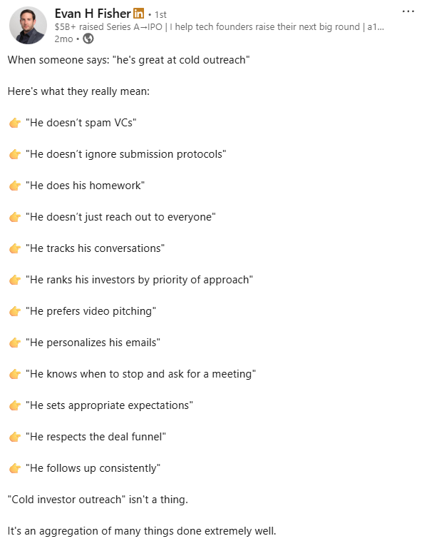 A LinkedIn post by Evan H Fisher