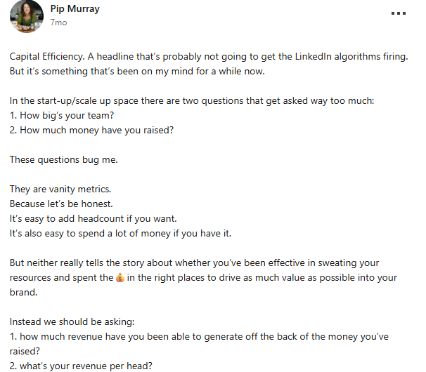 LinkedIn post by Pip Murray