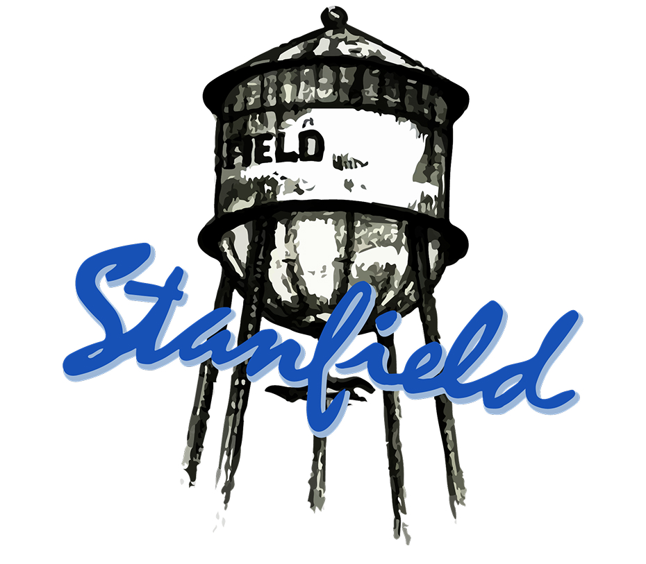 Stanfield city water tower logo used in Sanitary Disposal service section