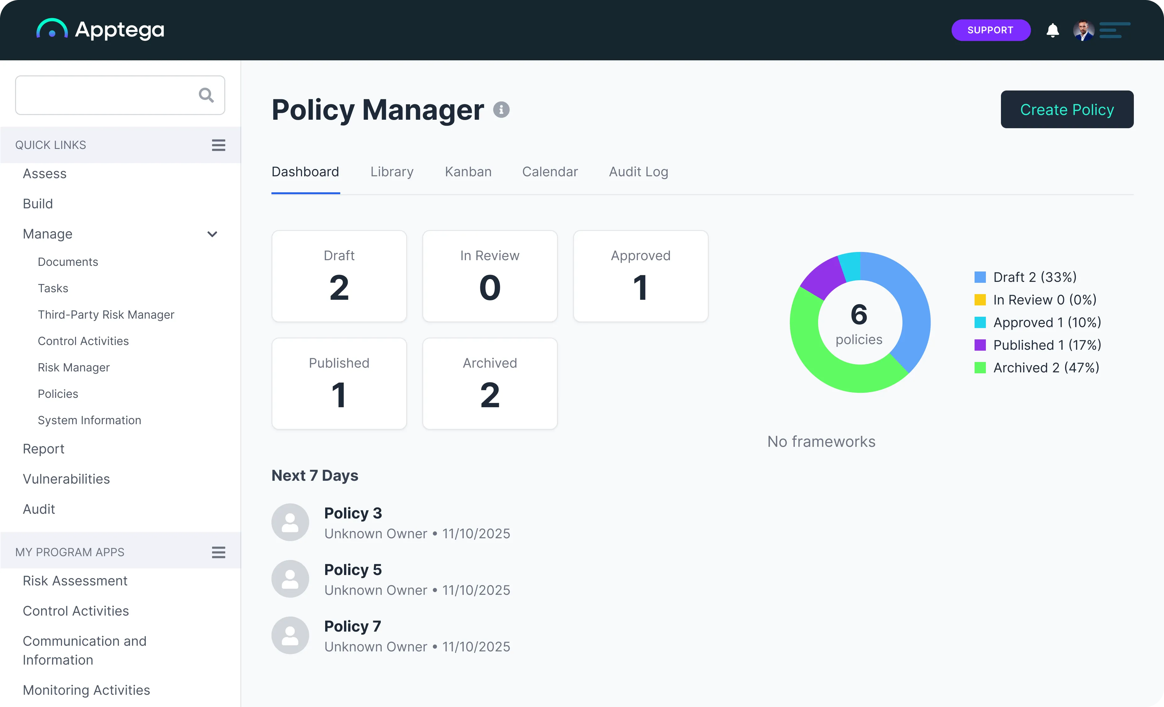 policy management dashboard