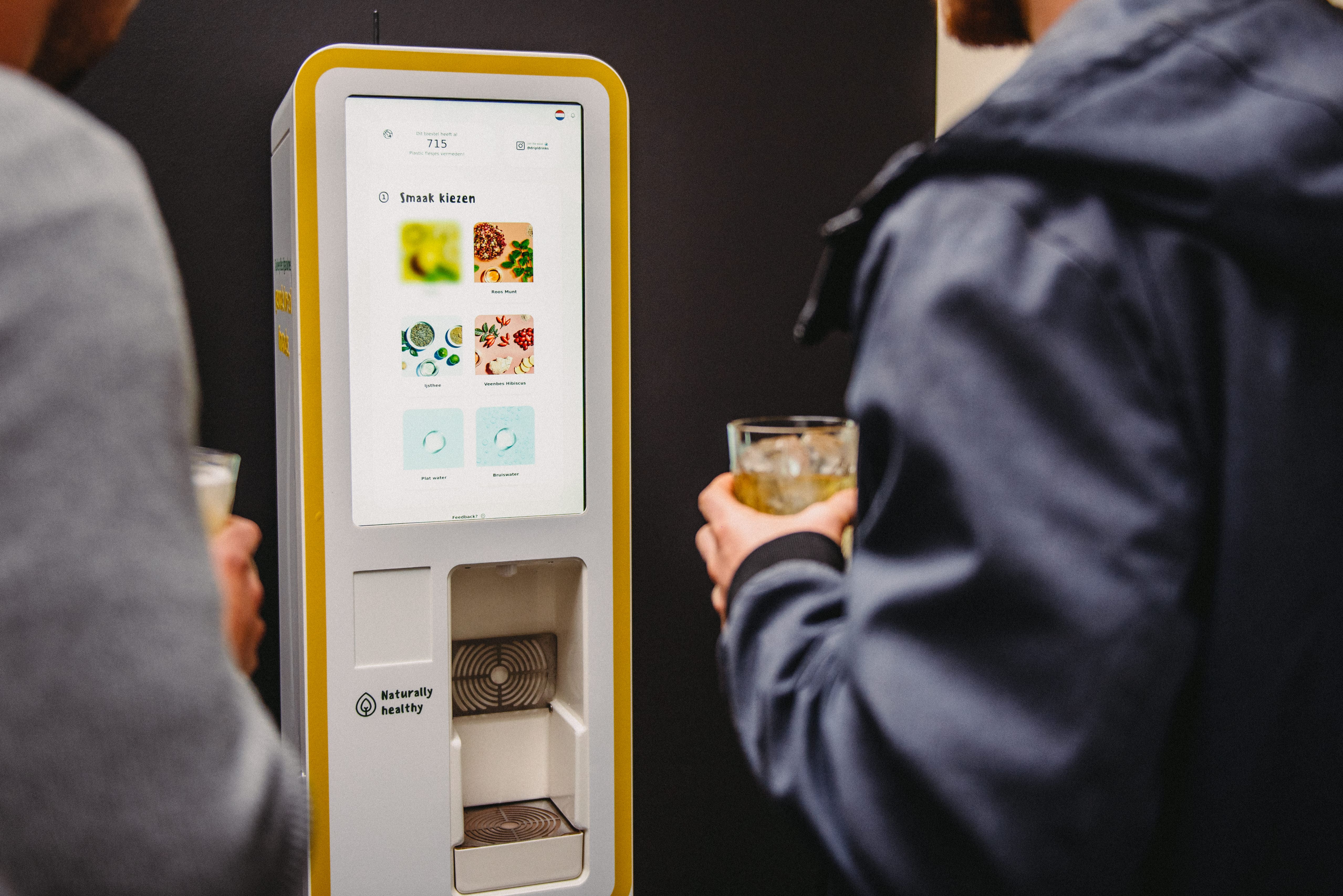 Dripl's modern beverage dispenser in the office, sustainable alternative to buying or renting
