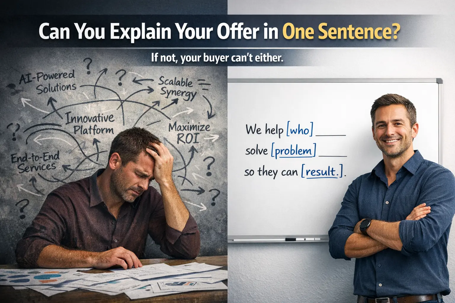 How do I clearly explain my offer in one sentence?