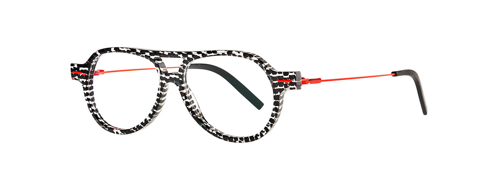 DRIP 014 BLACK SQUARED CRYSTAL + FLUO RED