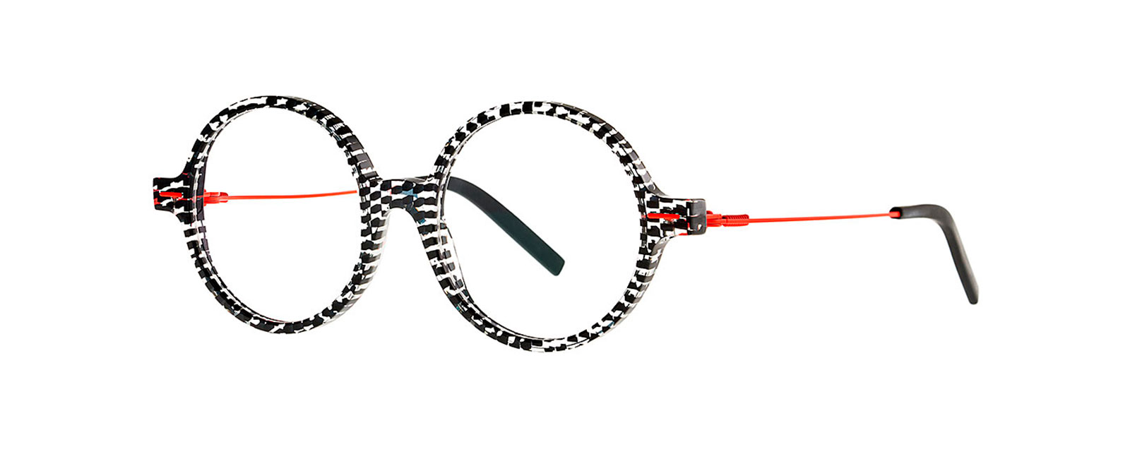 PATAS 014 BLACK SQUARED CRYSTAL + FLUO RED