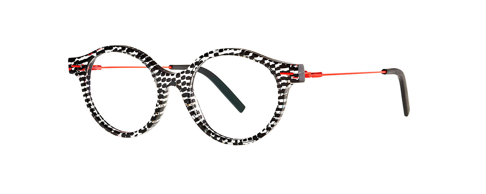 SKEER 014 BLACK SQUARED CRYSTAL + FLUO RED