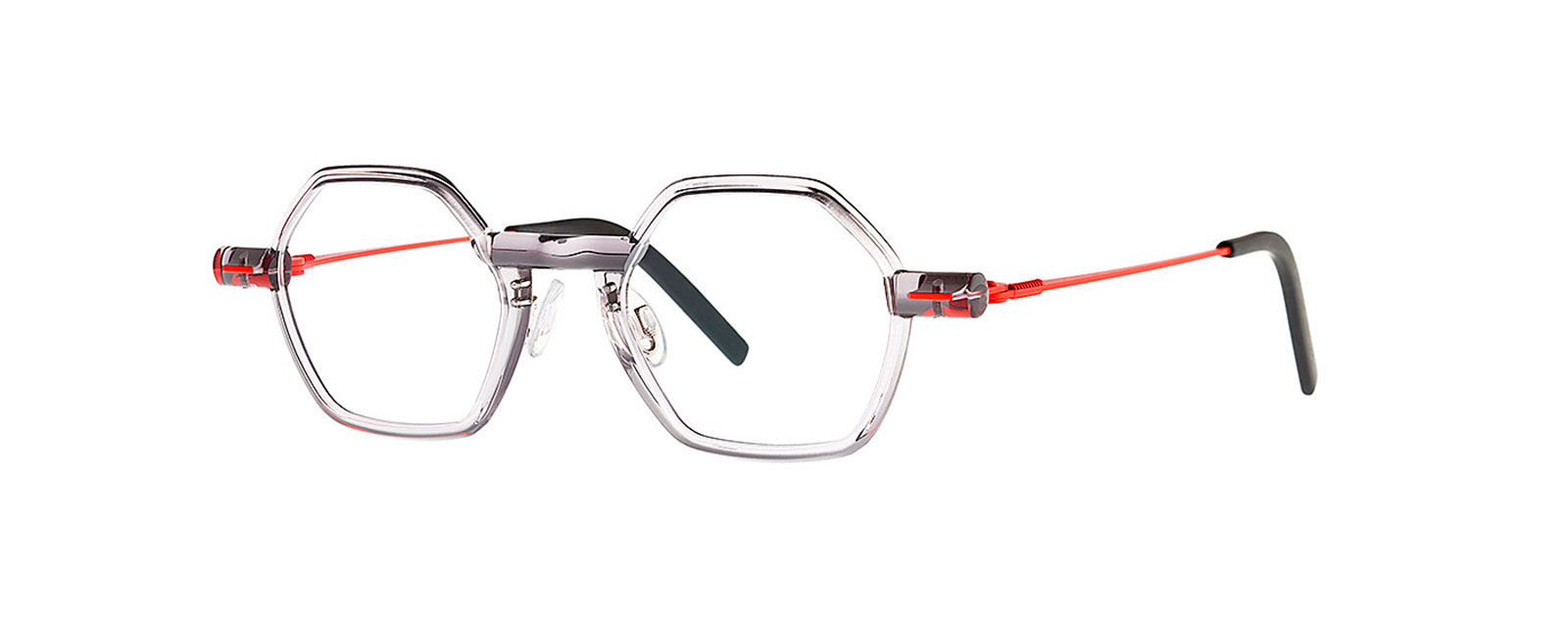 SYNAE 057 TRANSPARENT GRAPHITE GREY + FLUO RED