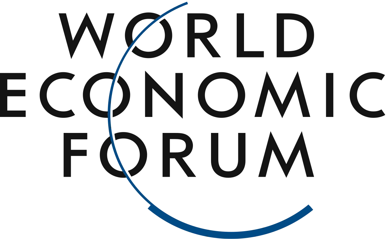 World Economic Forum text with a curved blue line representing a globe.