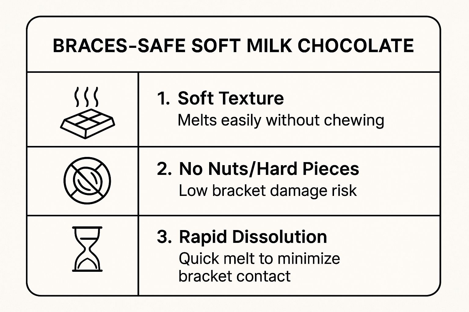 Infographic showing key data about Soft Chocolate (Milk Chocolate)