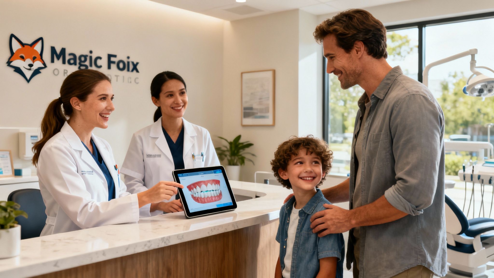 A friendly orthodontist discussing treatment options with a patient